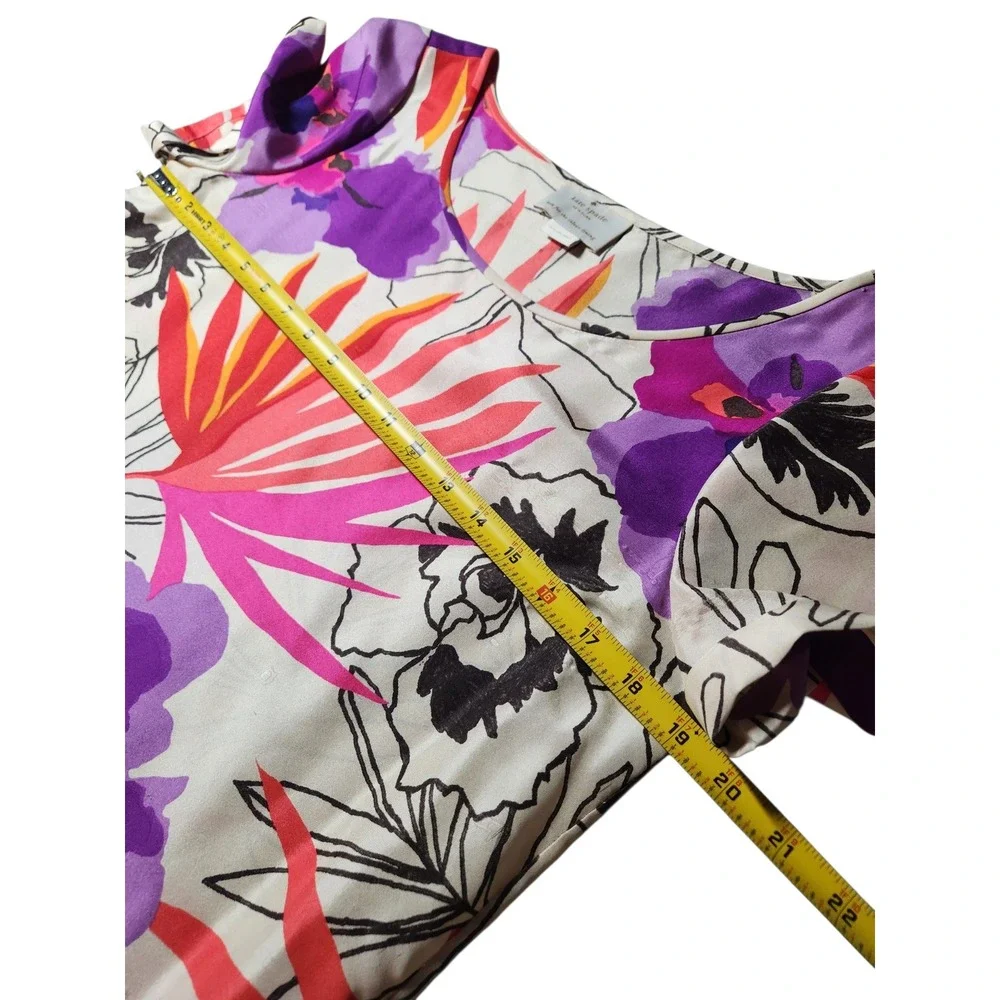 Kate Spade Eliana Silk Tropical Orchid Drop Waist Ruffle Hem‎ Shift Dress Floral